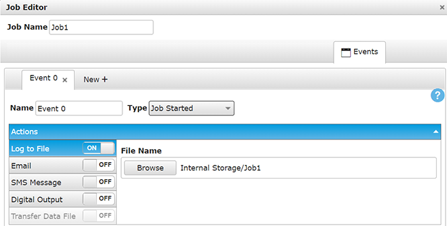 Job Editor Events tab