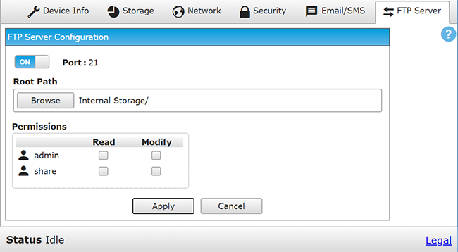 FTP Server tab