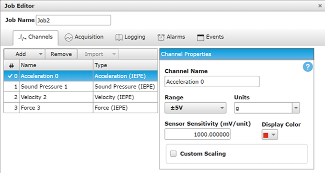 Job Editor Channels tab