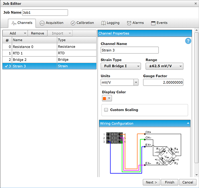 Job Editor Channels tab