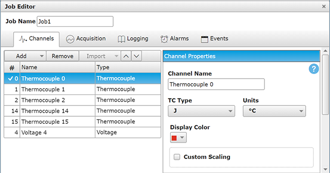 Job Editor Channels tab