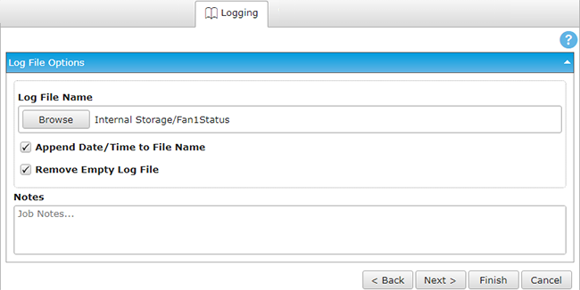 Job Editor Logging tab