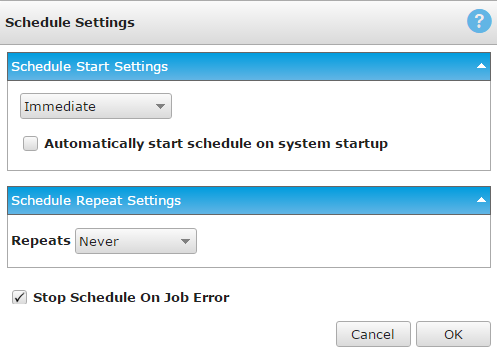 Schedule Settings dialog box