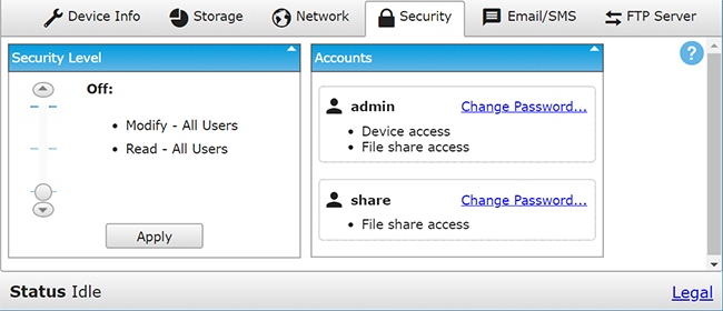 Security tab